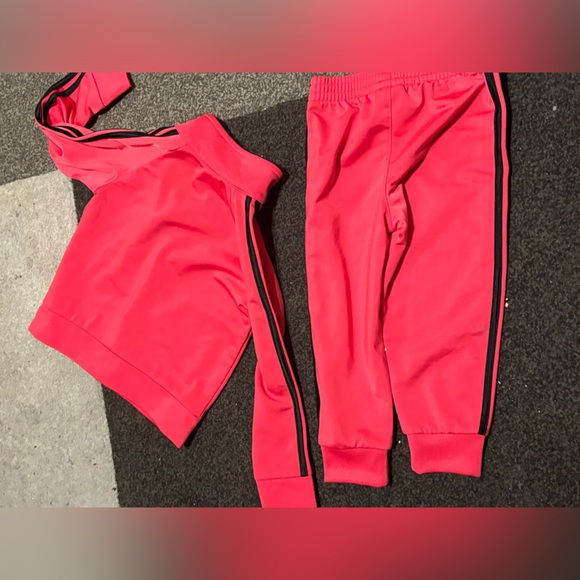 Adidas kids Size 24M Pink 3 Stripe Pull On Elastic Waist Crop Track Pants - Picture 6 of 6